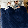 L'AGRATY King Size Weighted Blanket for Adults 45lbs, 88"x104" — Cooling Breathable Heavy Blanket with Glass Beads for Sleeping Perfect Hot Sleepers & Couples Machine Washable All-Season Navy Blue