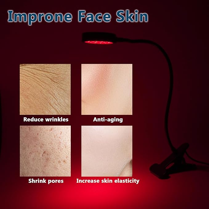 Red Light Therapy Lamp with Adjustable Gooseneck - 660nm & 850nm Dual Wavelength, USB-Powered, with Timer for Home Use