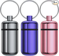 3 Pack Small Pill Box, Airtight Aluminum Alloy Pill Organizer Travel Pill Case for Purse Portable Medicine Box Bottle for Medication, Fish Oil, Supplements Storage
