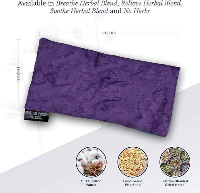 Mother Earth Pillows Therapeutic Eye Pillow (Purple Print - Soothe Herbal Blend)