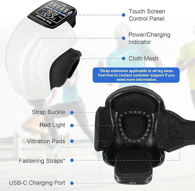 DEITY Knee Massager Smart with Heat, Vibration, 3D Massage, Red Light, 4-in-1, Cordless Portable Knee Massager with LED Large Screen, Gifts for Grandma & Grandpa