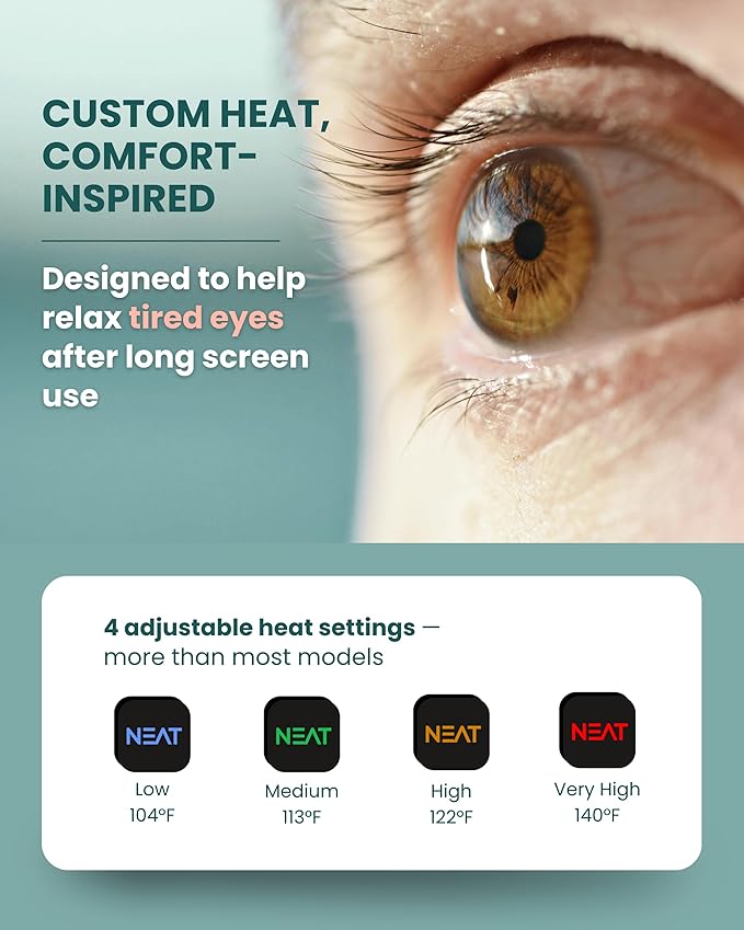 Heated Eye Mask - Cordless Eye Mask for Dry & Tired Eyes - 4 Adjustable Temperature Settings - Rechargeable and Light Blocking, Washable Cover for Cleaning (Sunset Rose)