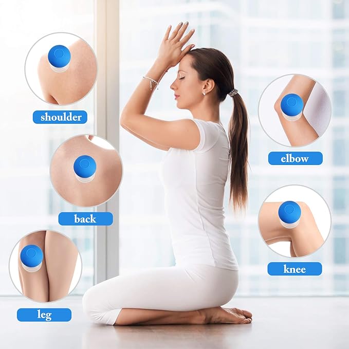 Nuanchu 2 Pieces Glass Cupping Set, Facial Cupping Cups Glass Silicone Cups Vacuum Suction for Face Skin Back Shoulder Muscle (1 Inch and 0.65 Inch Diameter,Blue)