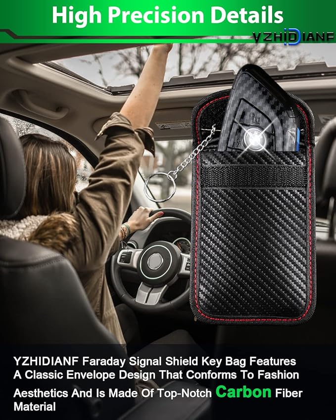 Faraday Key Fob Protector (3 Pack), Key Fob Signal Blocker Pouch, Faraday Bags Signal Blocking Security Pouch Anti-Theft Anti-Hacking Car Keys Fob Case Prevent Keyless Car Theft