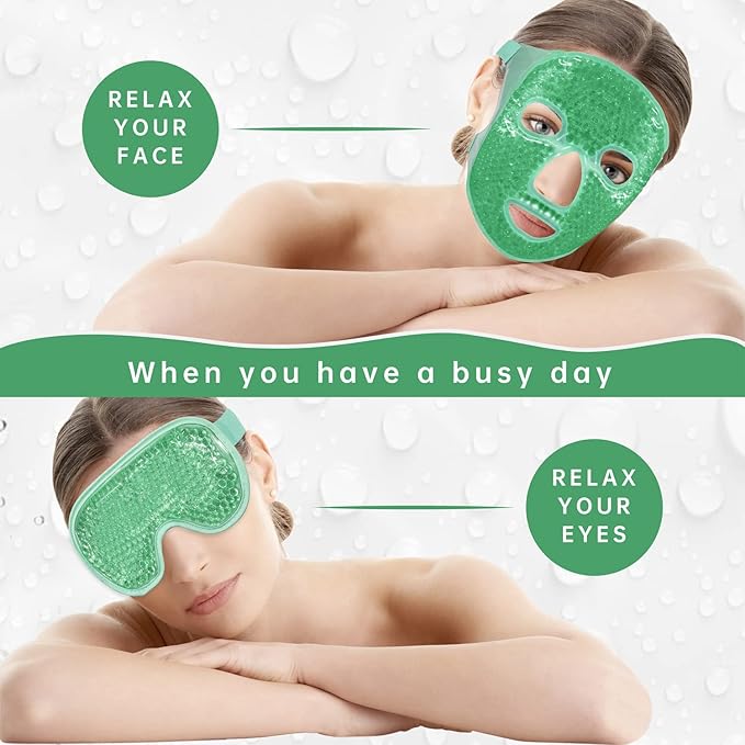 ZNÖCUETÖD Cooling Ice Face Eye Mask for Reducing Puffiness, Bags Under Eyes,Sinus,Redness,Pain Relief,Dark Circles, Migraine,Hot/Cold Pack with Soft Plush Backing Gift for Women