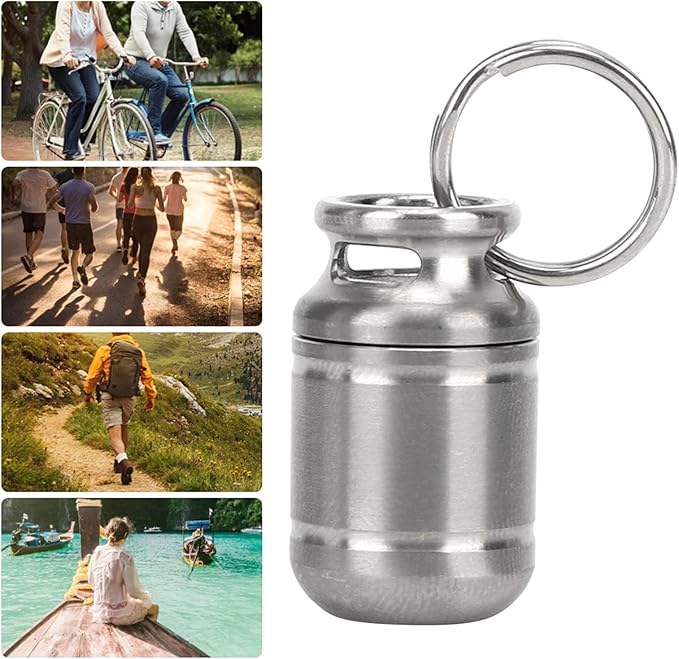 Pill Cases, Portable Alloy Medicine Holder Heat Resistant Waterproof Warehouse Mini Pill Storage Bottle(Small) Pill Container Pill Holder Keychain Small