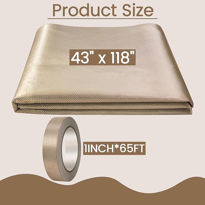 Faraday Fabric, Faraday Cloth 43”x118” with Faraday Tape Military Grade Protection Nickel Copper Faraday Cloth for WiFi, GPS