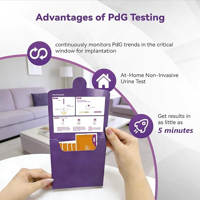 PdG Test Strips for Women 5 Packs, Up to 96% Detection Accuracy, Professional-Grade & Lab-Tested Precision, At-Home Fertility Ovulation Test, Progesterone Urine Test, Individually Wrapped