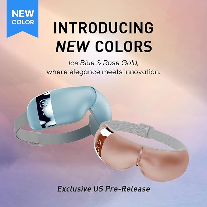 HuBDIC HubiCare Eye Massager with Heat, Vibration, and Music Helps Relieve Strain, Dark Circles, Dryness, and for Migraine Relief Relaxation and Better Sleep Gifts for Women/Men (Ice Blue)