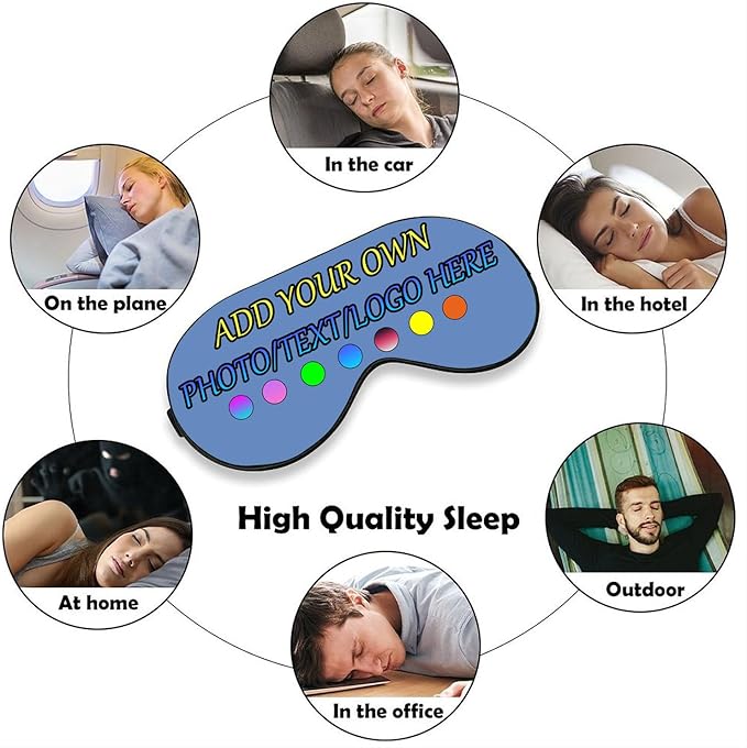 Personalized Eye Mask, Custom Eyeshade Blindfold Add Your Design Image Text Customized Eye Cover with Adjustable Strap for Sleeping Travel Work Naps Blocks Light, Dutch Blue