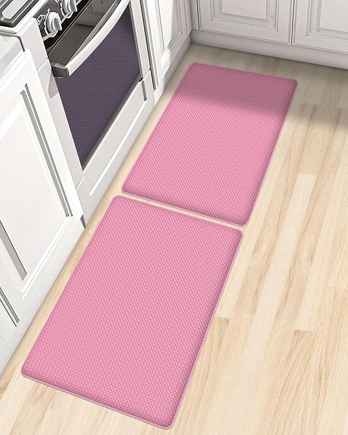 AUTODECO Set of 2 Kitchen Mat and Rugs Washable Cushioned Anti-Fatigue Kitchen Rug for Floor 17"x29" +17"x29", Watermelonred