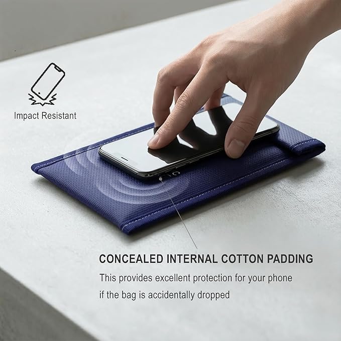 Faraday Bags for Phone Privacy & Security - Signal Blocking Pouch for GPS/WIFI/5G/RFID - Fireproof & Waterproof Anti-Drop Case for Travel & Data Protection Blue