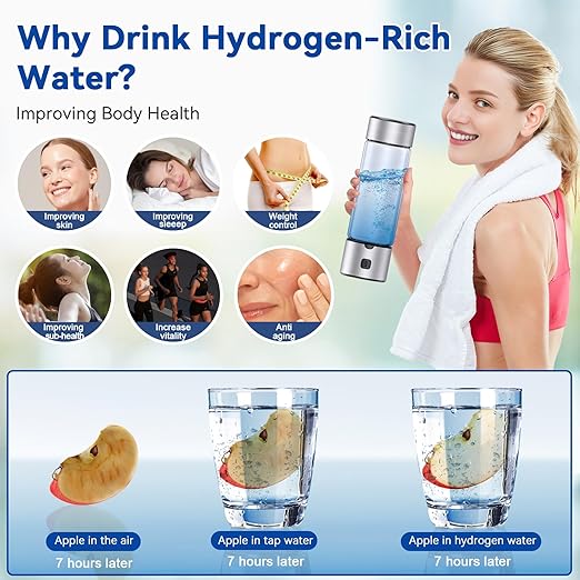 2025 Upgrade Hydrogen Water Bottle Generator, 2 in 1 Hydroh Hydrogen Water Bottle with SPE/PEM Technology, 460ml Portable Rechargeable Ionizer Machine for Home, Office, Travel and Fitness