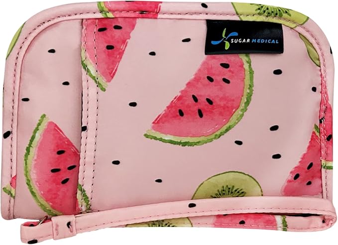 Sugar Medical Diabetes Supply Case | Medical Supplies Travel Bag | Glucose Meter Organizer | Diabetic Care Products | Glucometer Kit (Watermelon)