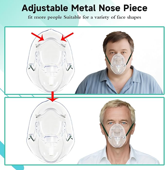 3 Pack Oxygen Masks for Face Adult, XL Size Oxygen Mask with 6.6' Ft Tubing and Adjustable Elastic Strap- NO Cup-White
