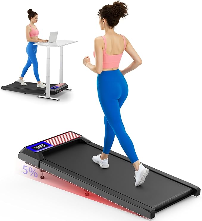 2.5HP Walking Mat with Incline pad,Under Desk Treadmill, Walking Running Pad with Remote, 3 in 1 Low Noise Small Mini Portable Treadmill with Led Screen, Compact Treadmills for Home, 265lbs Capacity