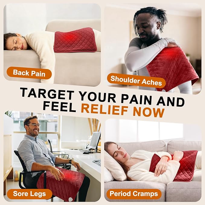 Heating Pad for Back & Period Cramps – 35"x20" King Size, Electric Heating Pads for Shoulder Neck Arms Legs, Dry/Moist Heat, 6 Heating & Auto Off, Machine Washable, Birthday Gifts for Women & Men
