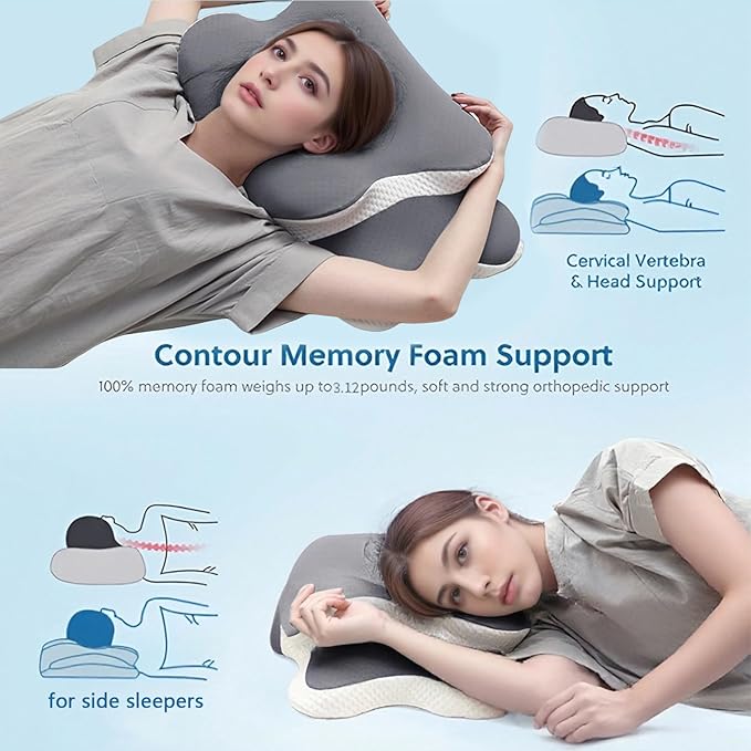 Ergo Pillow for Sleep Apnea, Neck Pain, and Snoring Relief | Cervical Neck Pillow for Side Sleepers | Orthopedic Memory Foam with Ergonomic Support