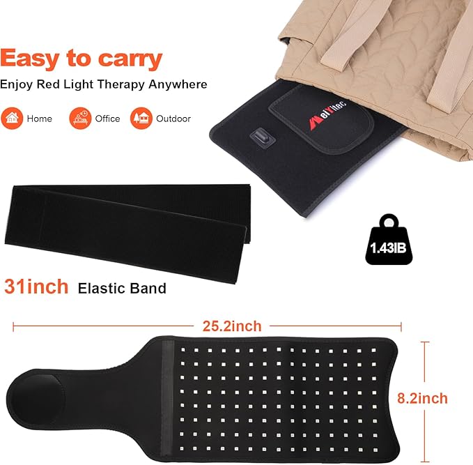 Red Light Therapy Belt for Body-660nm & 850nm Infrared Light Therapy Wrap, 3-in-1 Chip 120 LEDs Bead Adjustable Pad for Body, Home Use with Controller