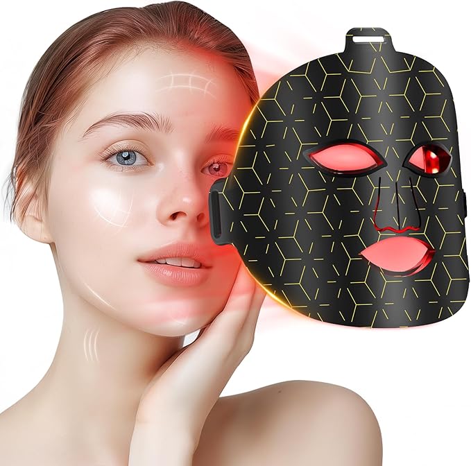 Red Light Therapy for Face, 8 Modes Portable Led Face Mask Light Therapy with Remote, Near-Infrared 850nm Wavelength with Timing Function for Anti-Aging Skincare at Home Travel