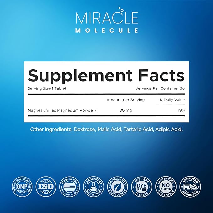 Molecular Hydrogen Tablets with Elemental Magnesium | 12PPM Hydrogen Water Tablet | 30 Tablets | Health & Wellness, Cognitive Support, Hangover Relief & Immunity Boost | Miracle Molecule