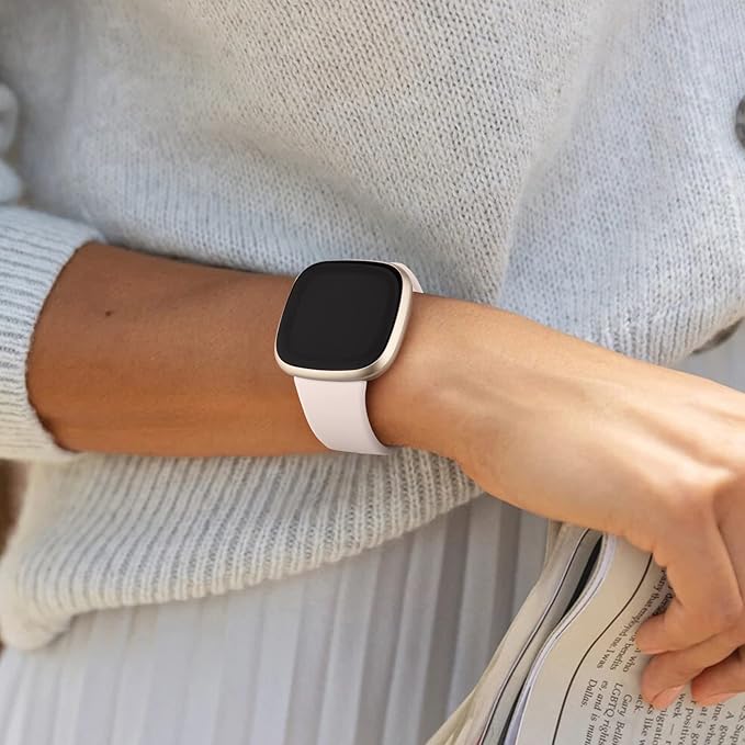 AK Silicone Bands Compatible with Fitbit Versa 4 Bands & Fitbit Sense 2 Bands for Women Men, Soft Straps Replacement Wristbands for Fitbit Versa 3 & Versa 4 / Sense & Sense 2 Smart Watch (Sand Pink)