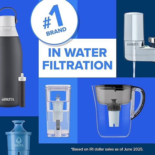 Brita Large Water Filter Pitcher for Tap and Drinking Water with SmartLight Change Indicator, Includes 1 Standard Filter, BPA-Free, Lasts 2 Months, 10-Cup Capacity, Teal
