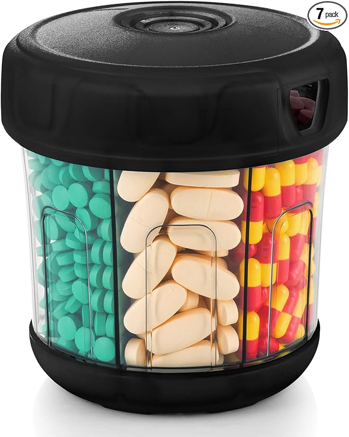 Extra Large Monthly Pill Box Weekly Medicine Storage Box Soft TPU Lid Medicine Box with 7 Large Compartments
