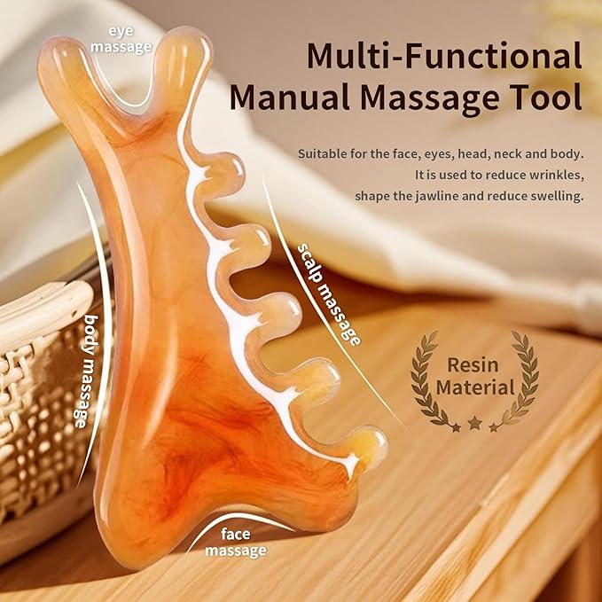Multi-Functional Manual Massage Tool, Suitable for The Face, Eyes, Head and Neck. It is Used to Reduce Wrinkles, Shape The Jawline and Reduce Swelling. Skin Care Tool (Orange)