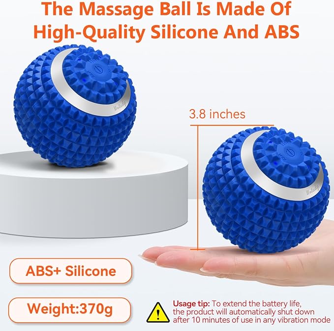 Vibrating Massage Ball 4-Speed High-Intensity Fitness Yoga Massage Roller, Relieving Muscle Tension Pain & Pressure Massaging Balls (Blue)