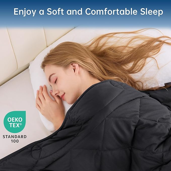 OMYSTYLE Weighted Blanket for Adults (30lbs, 80''x87'') - Queen/King Size Heavy Throw Blanket, Breathable and Cooling Microfiber Material with Premium Glass Bead for All Season Use, Black