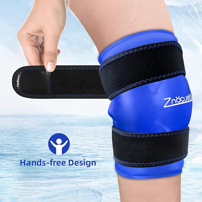 ZNÖCUETÖD Enhanced Knee Ice Pack Wrap 2 Pack for Pain Relief, Large Gel Ice Pack for Knee Leg Injuries Reusable with Cold Compression for Tendonitis, Arthritis, Swelling, Bruises, Surgery Recovery