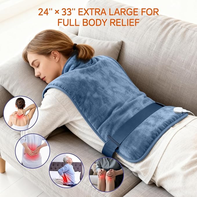 Heating Pad for Neck and Shoulders, Back Pain Relief, Electric Heating Pads with 6 Heat Levels & 4 Time Settings, Auto Shut-Off, Gift for Mom and Dad