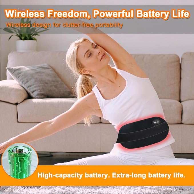 Red Light Therapy Pad for Body, 660nm & 850nm Light Therapy Wrap with Dual Straps, 5-Level Adjustable Heating for Back Waist Shoulder Knee,Portable Red Light Belt(Battery Powered Version）