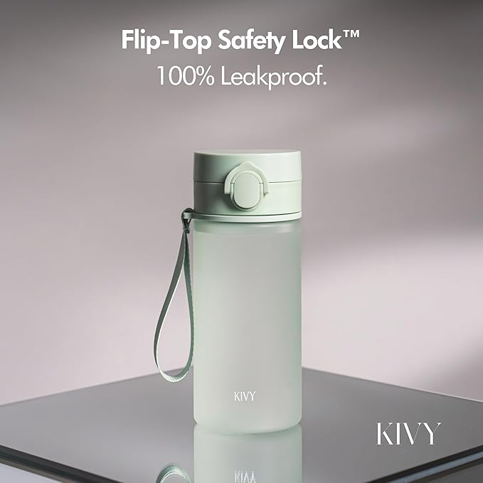 KIVY Slim Water Bottle 22oz with Leakproof Flip Lid [Lightweight & Shatterproof] - Small Drinking Waterbottle - Tritan Bottle Without Straw for School, Sport & Travel - Drinking Bottle - BPA Free