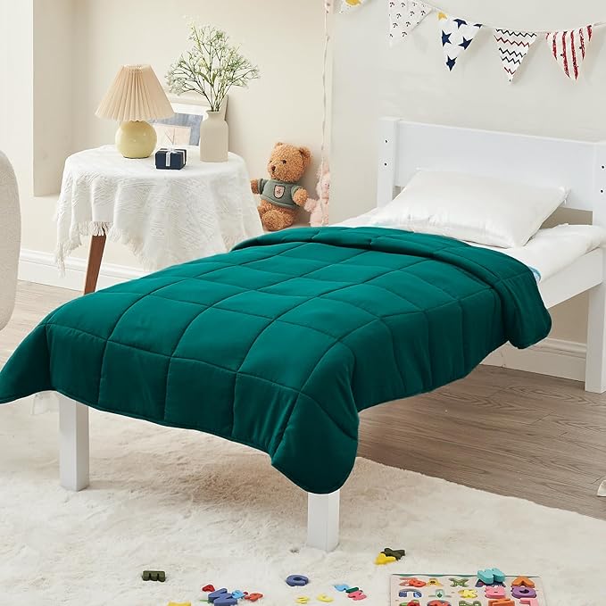 yescool Weighted Blanket (5 lbs, 36" x 48", Dark Green) Cooling Heavy Blanket for Sleeping Perfect for 40-60 lbs, Breathable Blanket with Premium Glass Bead, Machine Washable