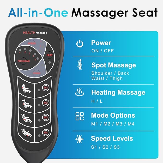 Back Massager with Soft Plush Fabric Cover, Massage Seat Cushion with 8 Vibration Motors & 2 Heating Levels, Chair Massager for Recliner, Office Chair, Sofa Use