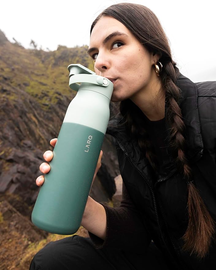 LARQ PureVis 2 Self Cleaning Water Bottle - UV Water Purifier with Filter Straw, Smart App Hydration Tracking, Insulated Stainless Steel