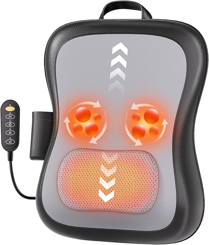 Shiatsu Back and Neck Massager for Pain Relief Deep Tissue, Up and Down Rolling Back Massager with Heat, 3D Kneading Massage for Office Home Car, Birthday Gifts for Women Men Mom Dad