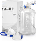 64 OZ Water Bottle with Straw, Half Gallon Water Bottle Times to Drink, Reusable Leak Proof Water Jug Handle with Strap, 2 Lids BPA Free for Fitness Gym Camping (Clear, 64 Ounces)