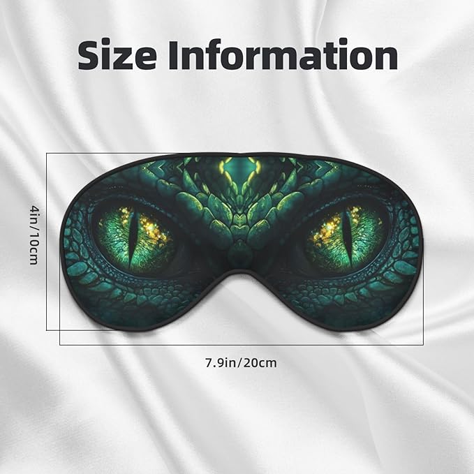 Abstract Green Dinosaur Eyes Sleep Mask Eye Mask with Adjustable Strap Eye Sleep Shade Cover Blocks Light for Women Men Airplane Travel Nap