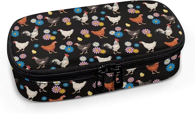 Floral Rooster Insulin Cooler Travel Case Diabetic Medication Insulated Cool Organizer for Insulin Pen and Other Diabetic Supplies, for The Daily Life and Trip