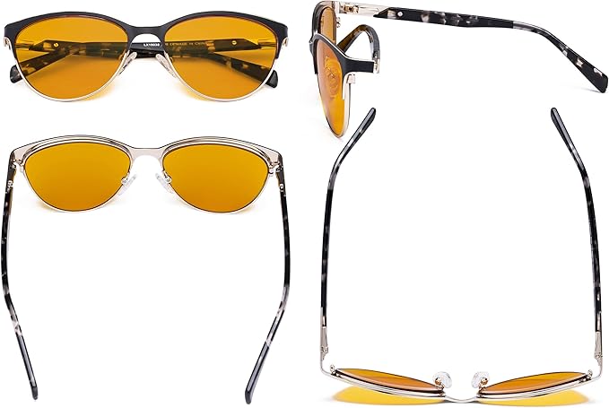Eyekepper Ladies Cateye Blue Light Filter Glasses - Digital Eyegalsses Blocking Computer Screen UV Rays - Anti Glare Filter Reduce Eye Strain Orange Tinted Filter - Black