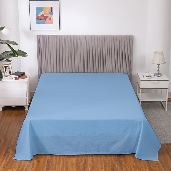 GLUYOHEY Grounding Flat Sheet Cali-King (108"x102") Conductive Silver Fiber Earthing Bed Sheets with Grounded Cord Reconnect with Earth’s Energy for Better Sleep and Enhanced Wellness, Light Blue