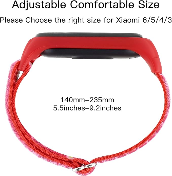 Adjustable Elastic Nylon Straps Compatible with Xiaomi Mi Band 6/Xiaomi Mi Band 5/Xiaomi Mi Band 4/Xiaomi Mi Band 3, Soft Breathable Sport Replacement Wristband for Women Men (Rainbow)