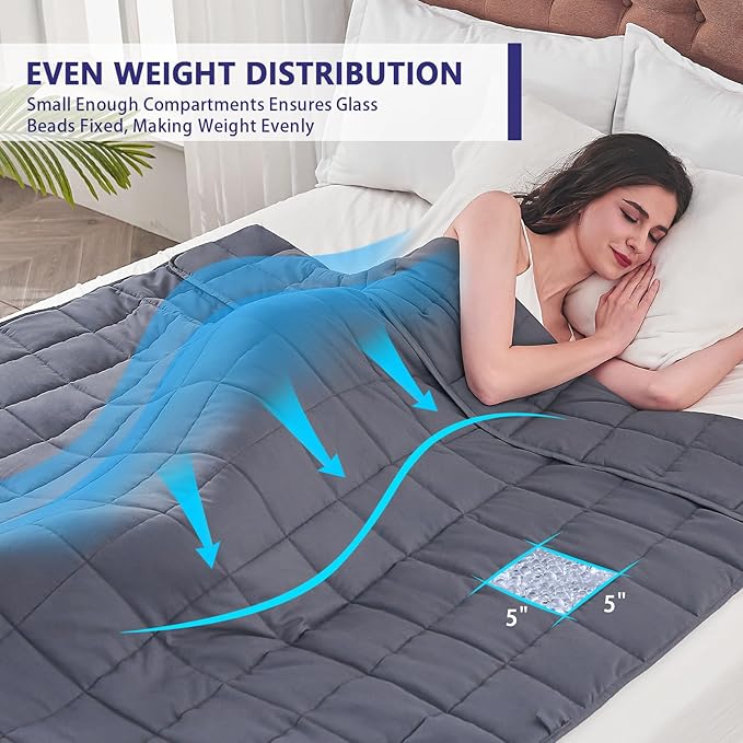yescool Weighted Blanket for Adults (30 lbs, 88” x 104”, Grey) Cooling Heavy Blanket for Sleeping Perfect for 290-310 lbs, King Size Breathable Blanket with Premium Glass Bead