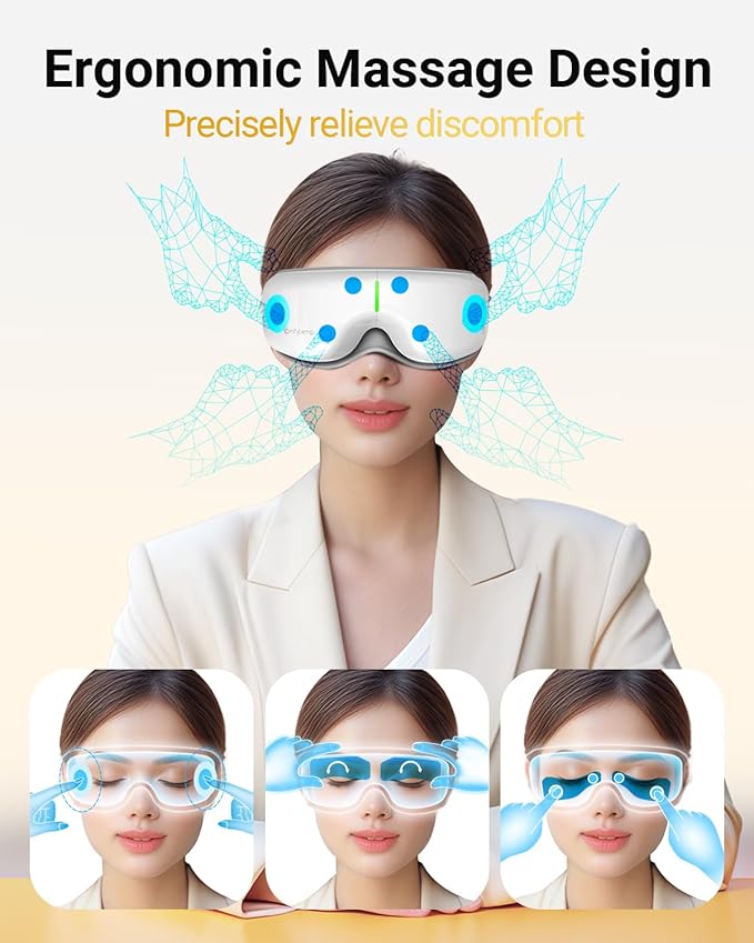 Comfytemp Eye Massager with Heat, Birthday Gifts for Mom Wife Women Men Dad, FSA HSA Eligible Smart Heated Mask Massager with Music for Migraine, Eyes Fatigue, Puffiness, and Dryness Relief