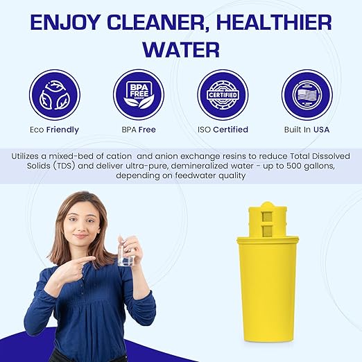 Crystal Quest Demineralizer (DI) Water Filter Pitcher Cartridge – Advanced Filtration for Clean, Healthy Water, Removes Contaminants, Long-Lasting, Easy Installation, 500 Gallons Capacity [Pack of 6]