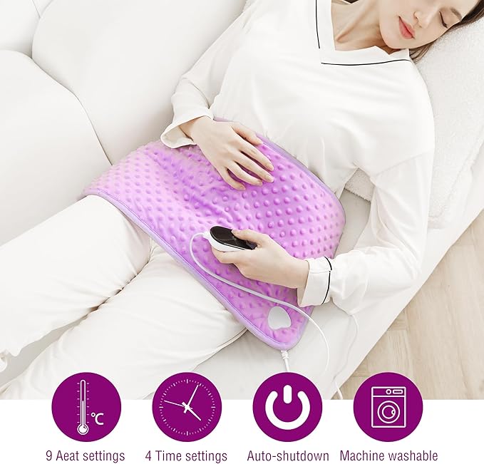 Heating Pad for Back Pain Relief,Double-Sided Design with a Skin-Friendly Material, Heating Pad for Period Cramps，9 Heat Settings, Auto Off,Gifts for Mom, Girlfriend, and Family