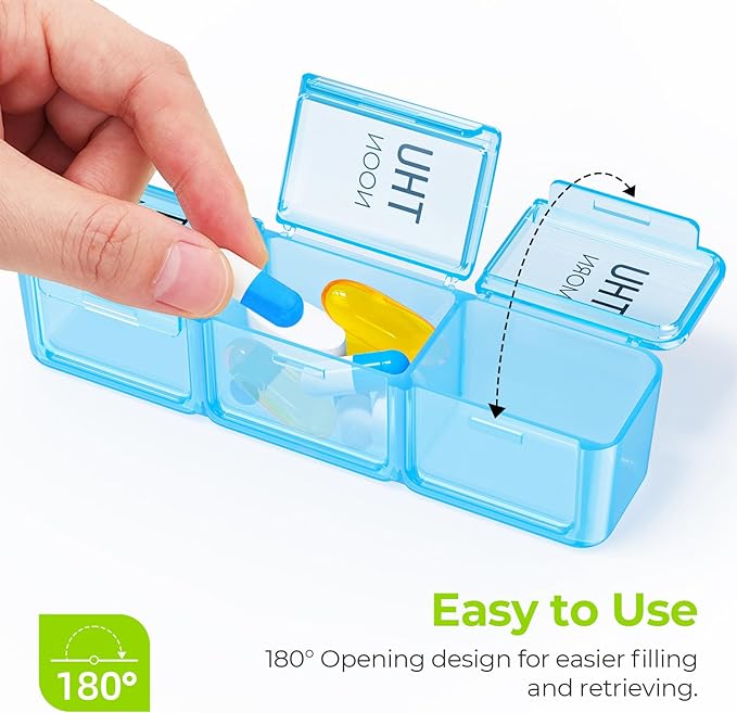 AUVON Weekly Pill Organizer 3 Times a Day with Moisture-Proof Design, Large Pill Box 7 Day Easy to Use, Portable Pill Case for Travel with Double Protection, Pill Containers for Vitamins, Medications